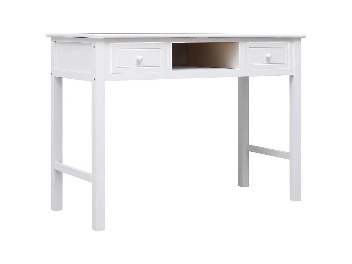 Bureau Blanc 108x45x76 cm Bois de Paulownia massif FR45406