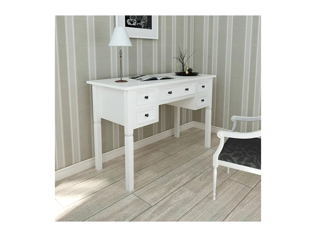 Bureau blanc à 5 tiroirs FR49334