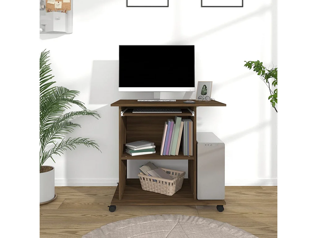Bureau d'ordinateur Chêne marron 80x50x75 cm Bois d'ingénierie FR10359