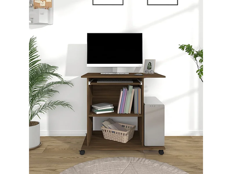 Bureau d'ordinateur Chêne marron 80x50x75 cm Bois d'ingénierie FR10359