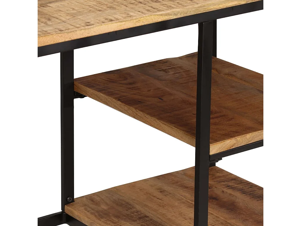 Bureau avec tabouret pliant Bois de manguier massif 115x50x76cm FR48860