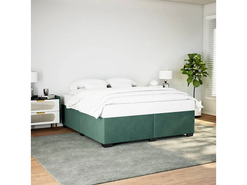 Lit adulte Vert foncé 200x200 cm Velours FR12603