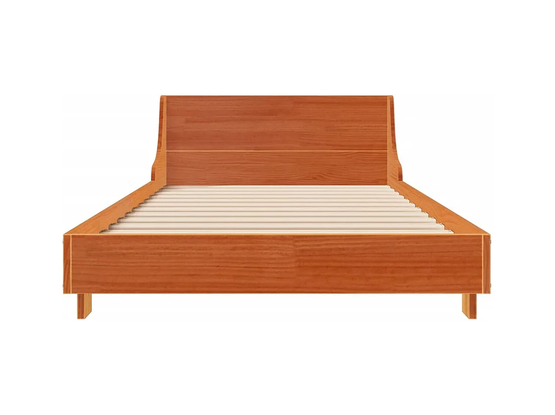 Lit adulte avec tête de lit cire marron 75x190 cm bois de pin FR361572