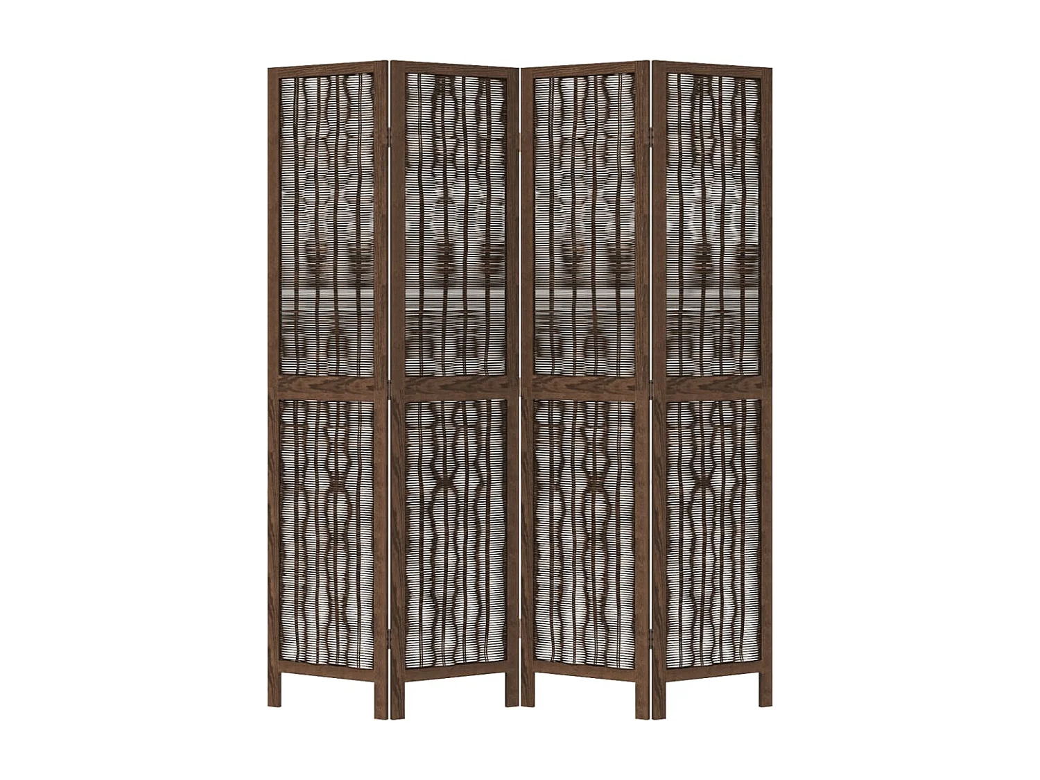 Biombo separador de 4 paneles madera paulownia marrón oscuro ES603826