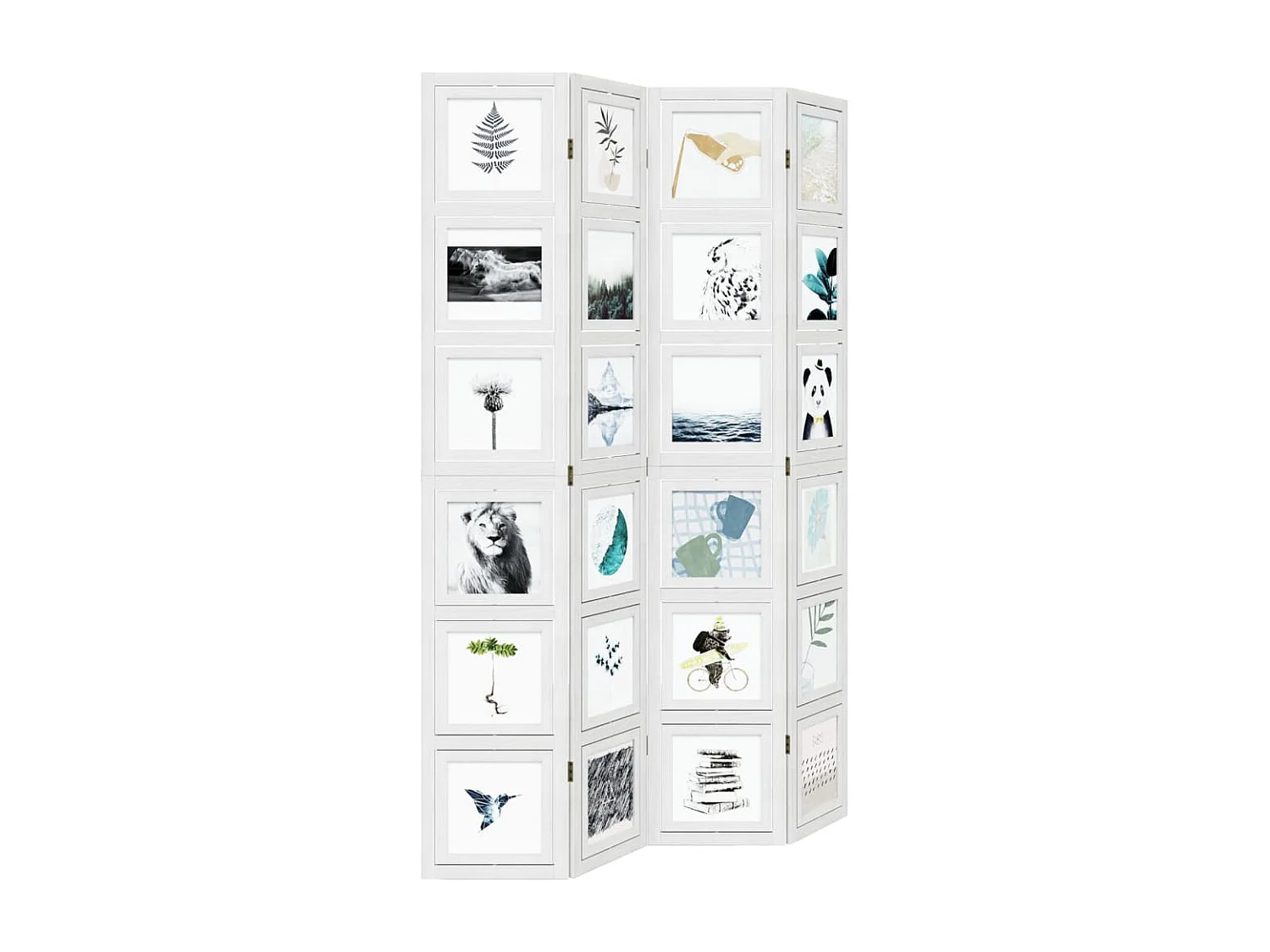 Paravent - Cloison de séparation 4 panneaux blanc bois de paulownia massif FR38716