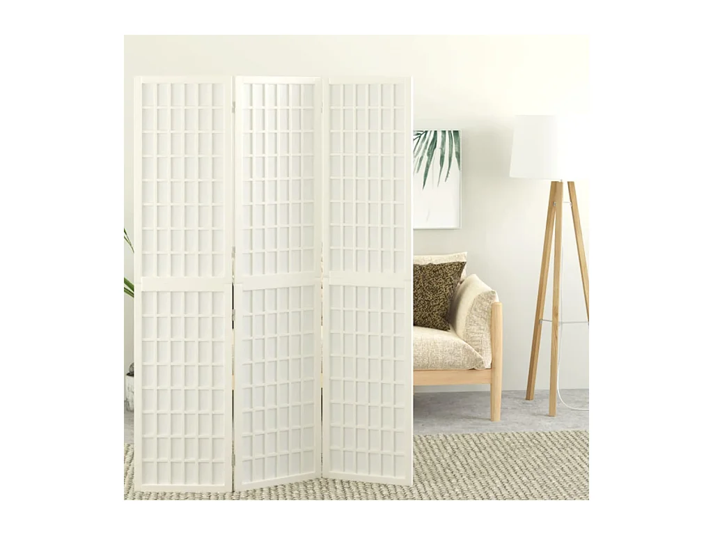 Paravent - Cloison de séparation pliable 3 panneaux 120x170 cm Blanc FR35473