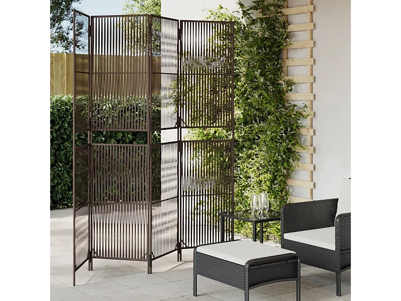 Biombo de 4 paneles ratán sintético marrón ES189415