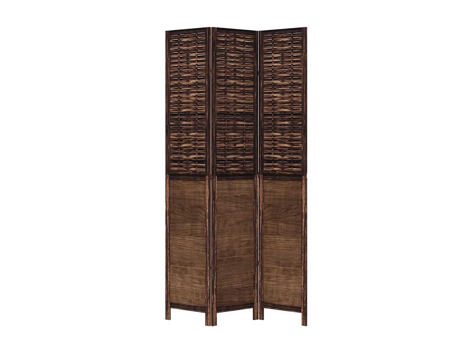 Biombo separador de 3 paneles madera paulownia marrón oscuro ES806986