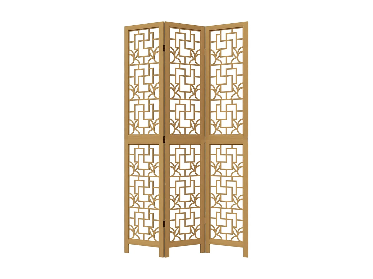 Biombo separador de 3 paneles madera maciza paulownia marrón ES898348