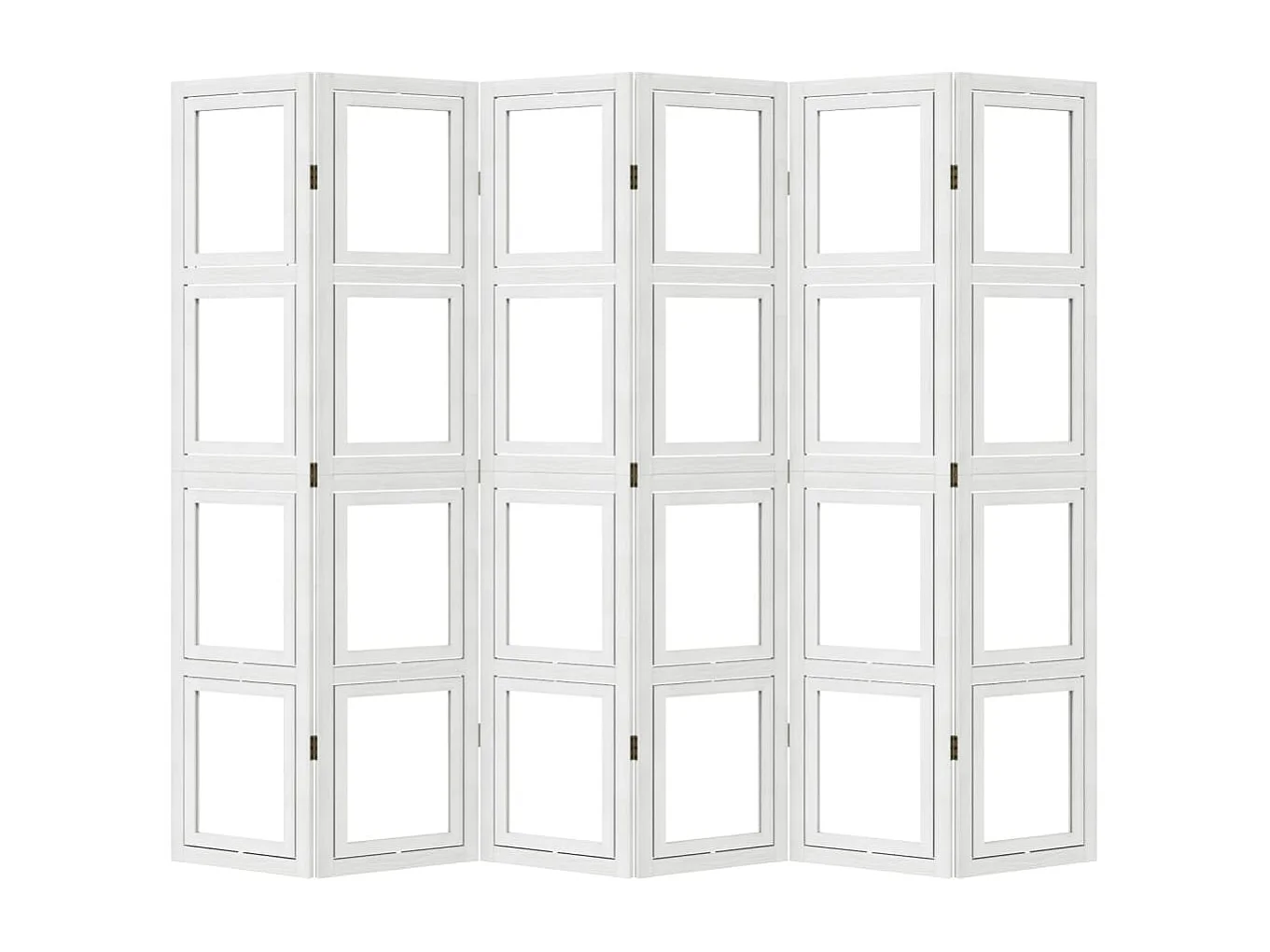 Biombo separador de 6 paneles madera maciza Paulownia blanco ES424683