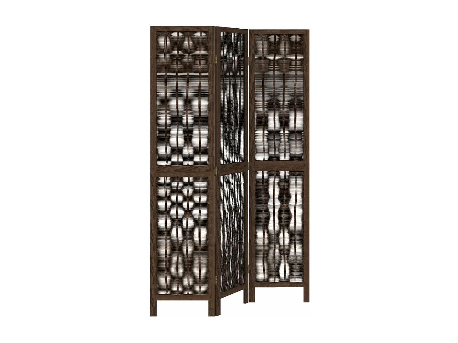 Biombo separador de 3 paneles madera paulownia marrón oscuro ES619355