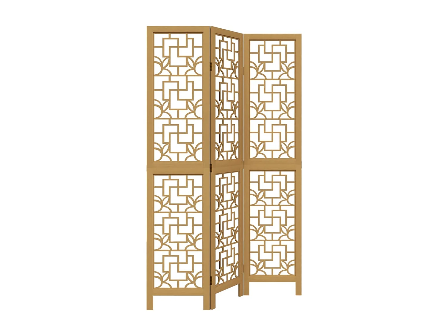 Paravent - Cloison de séparation 3 panneaux marron bois paulownia massif FR87978