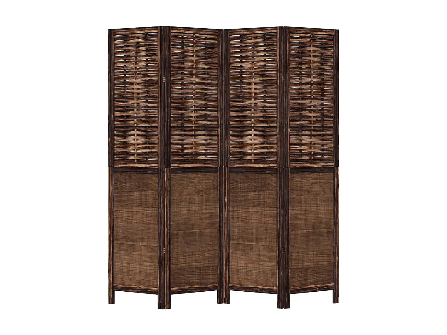 Biombo separador de 4 paneles madera paulownia marrón oscuro ES852008