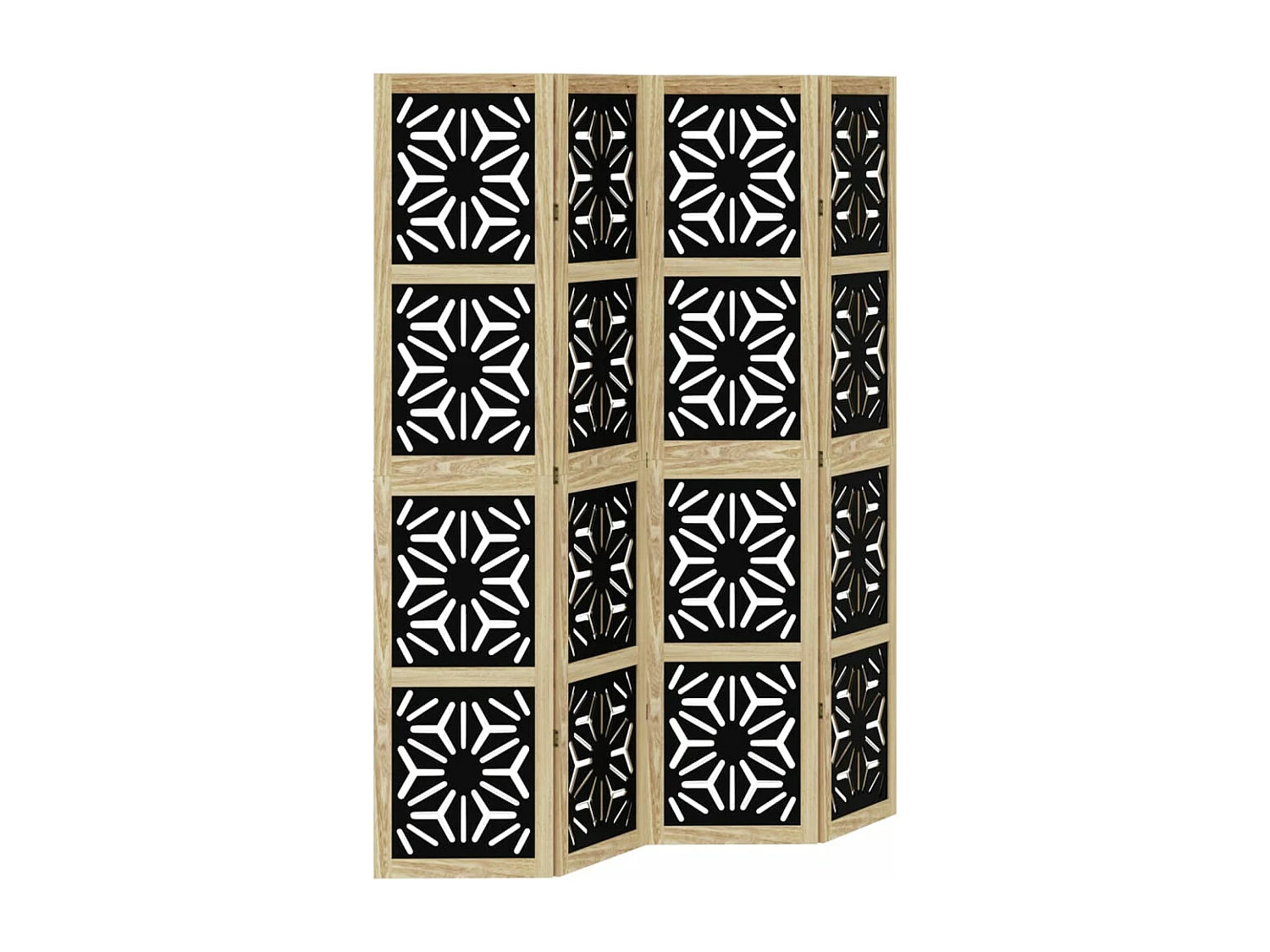 Kamerscherm met 4 panelen massief paulowniahout bruin en zwart BE341270