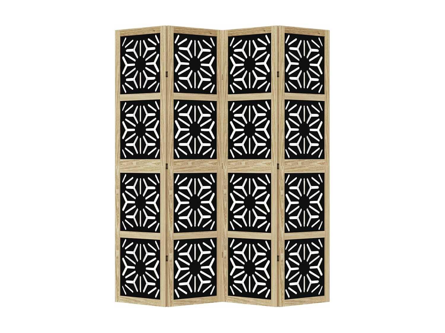 Kamerscherm met 4 panelen massief paulowniahout bruin en zwart BE341270