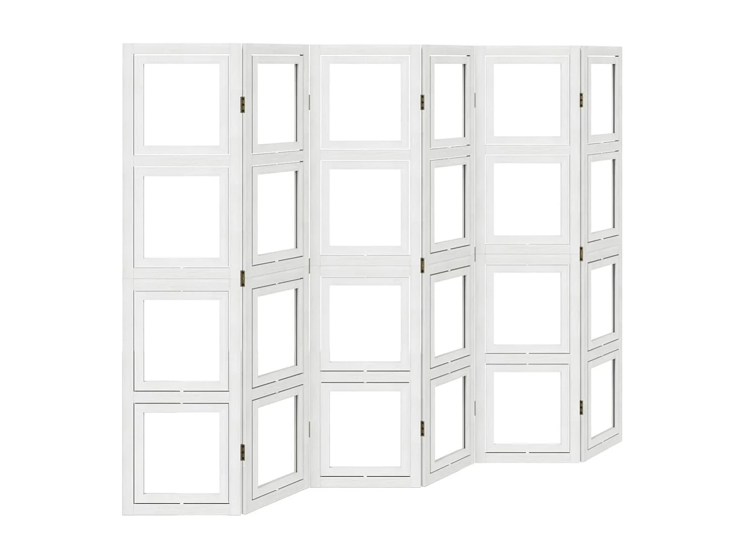 Biombo separador de 6 paneles madera maciza Paulownia blanco ES357984