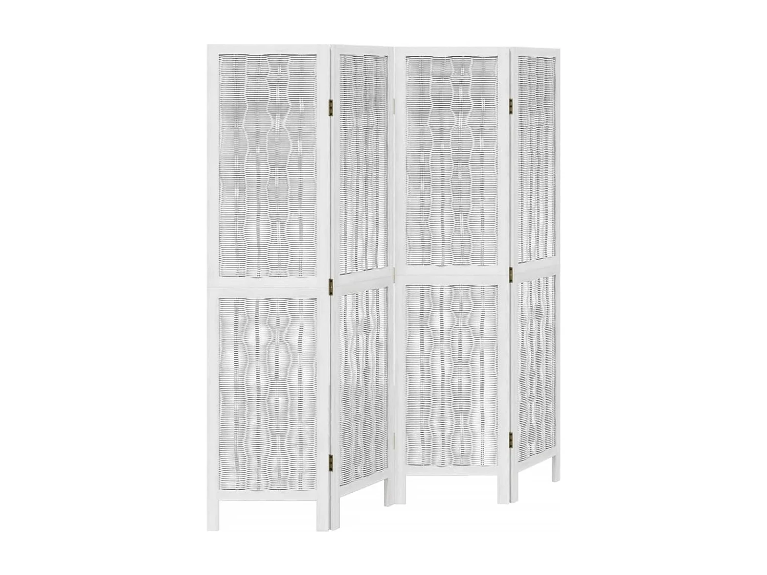 Biombo separador de 4 paneles madera maciza Paulownia blanco ES843465