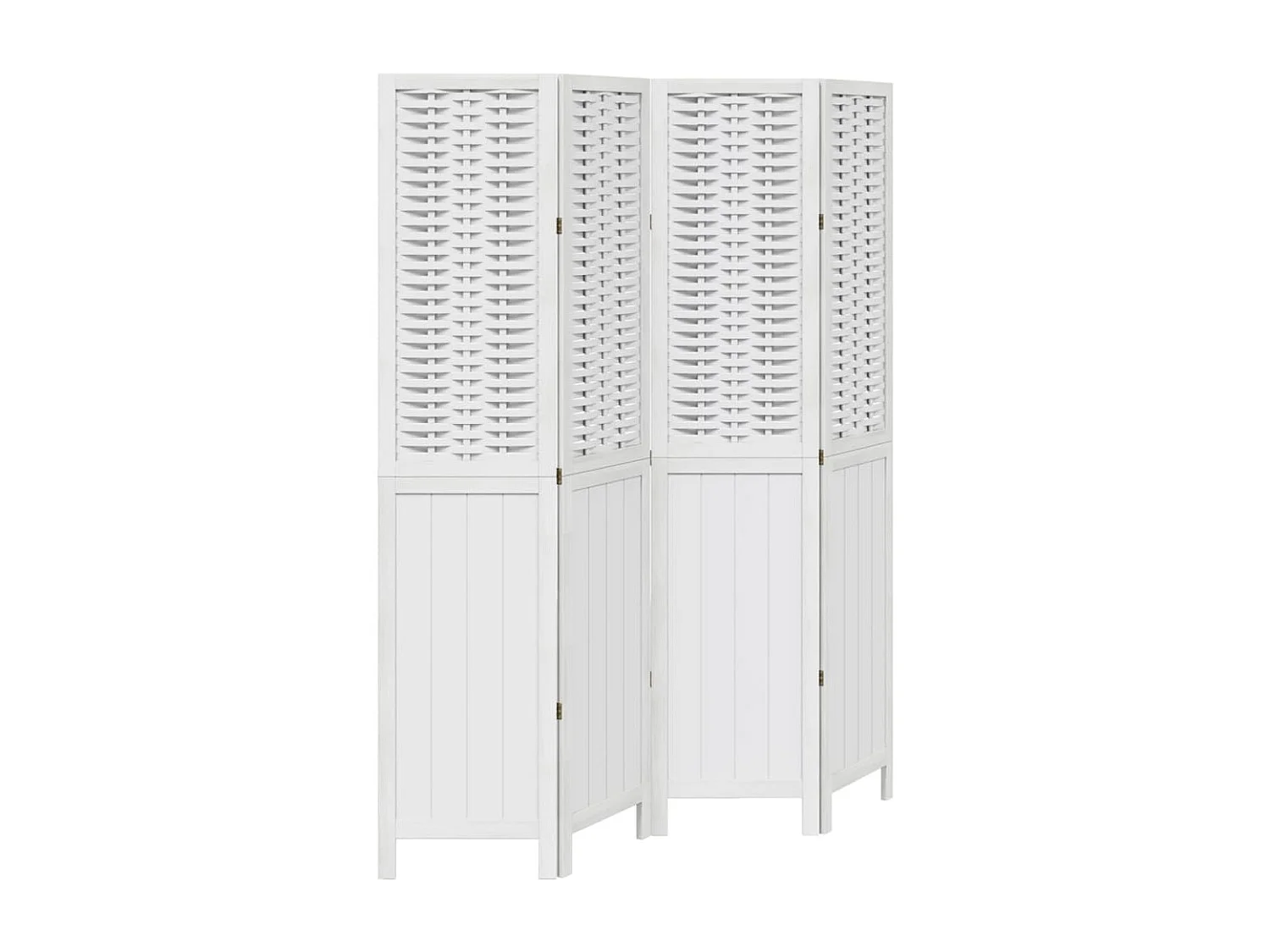 Paravent - Cloison de séparation 4 panneaux blanc bois de paulownia massif FR52249