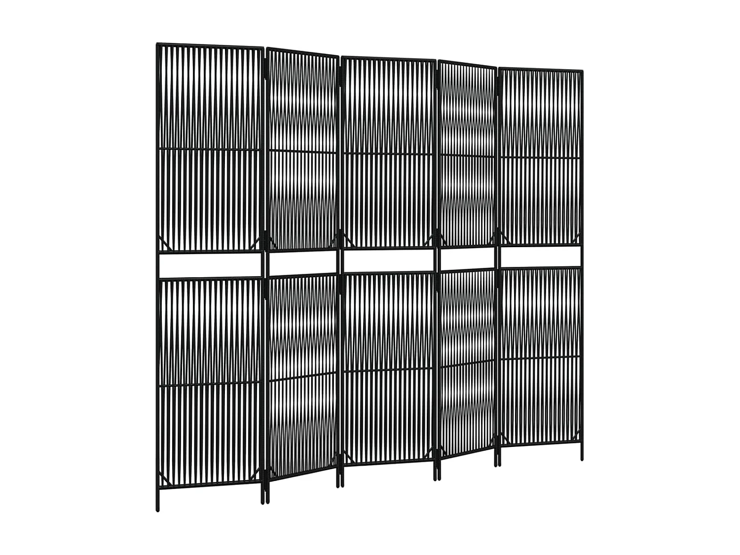Paravent - Cloison de séparation 5 panneaux noir résine tressée FR75408