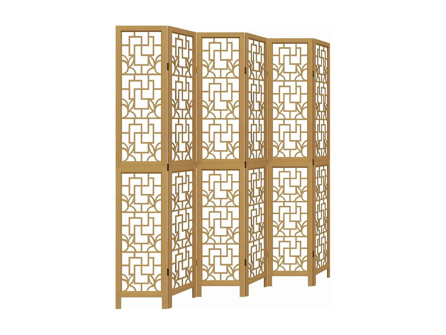 Paravent - Cloison de séparation 6 panneaux marron bois paulownia massif FR22267