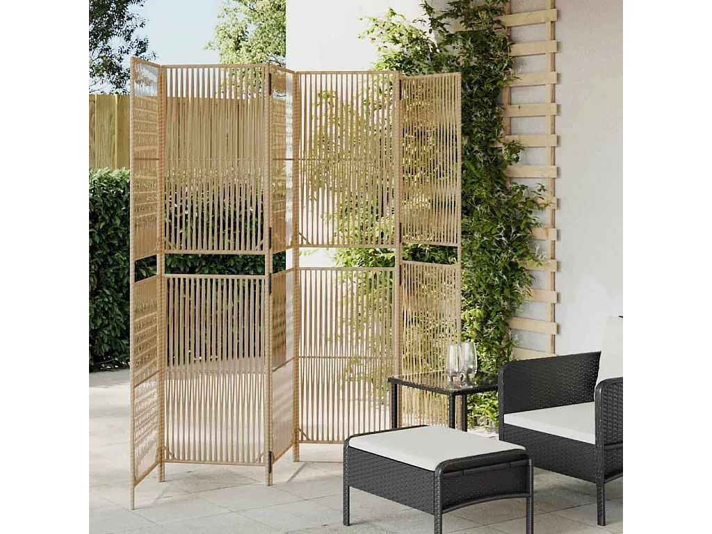 Paravent - Cloison de séparation 6 panneaux beige résine tressée FR53422