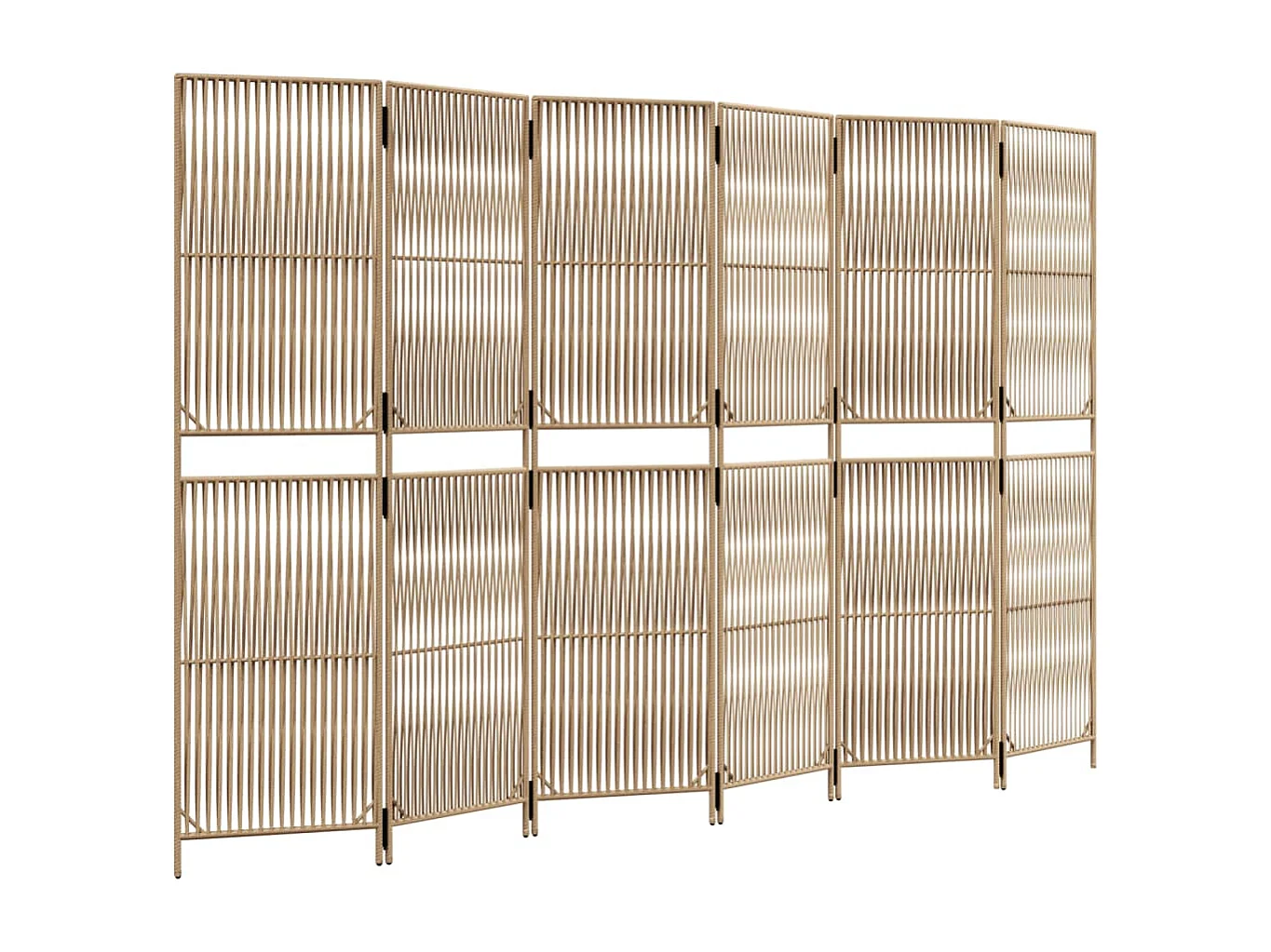 Paravent - Cloison de séparation 6 panneaux beige résine tressée FR53422