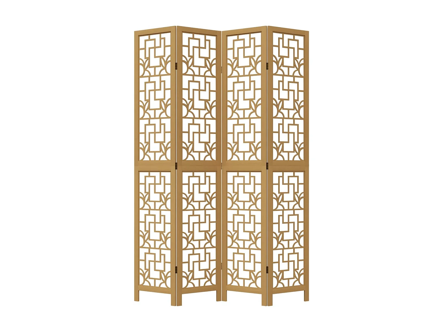 Biombo separador de 4 paneles madera maciza paulownia marrón ES726082