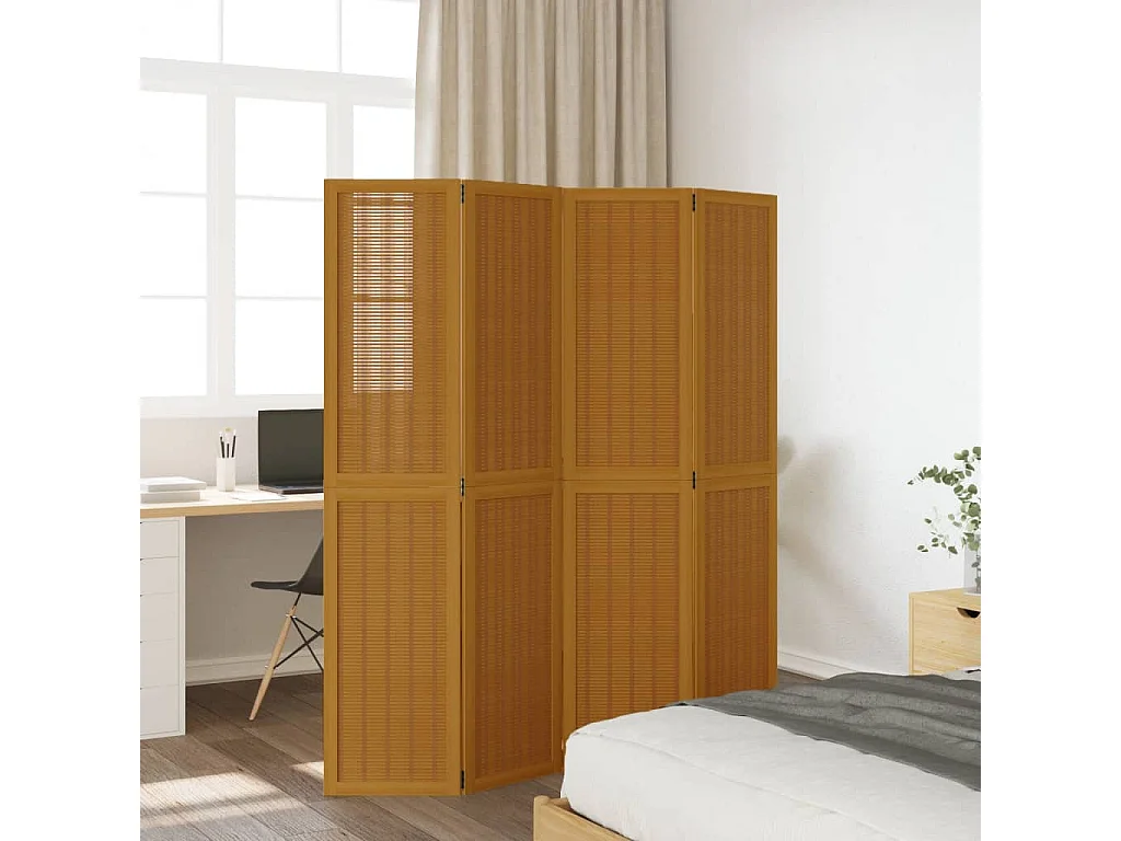 Kamerscherm met 4 panelen massief paulowniahout bruin BE261751