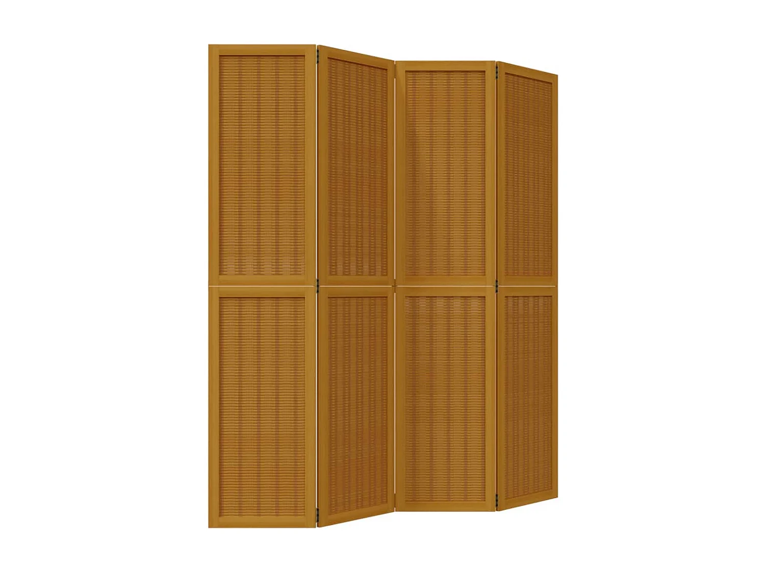 Biombo separador de 4 paneles madera maciza paulownia marrón ES959267