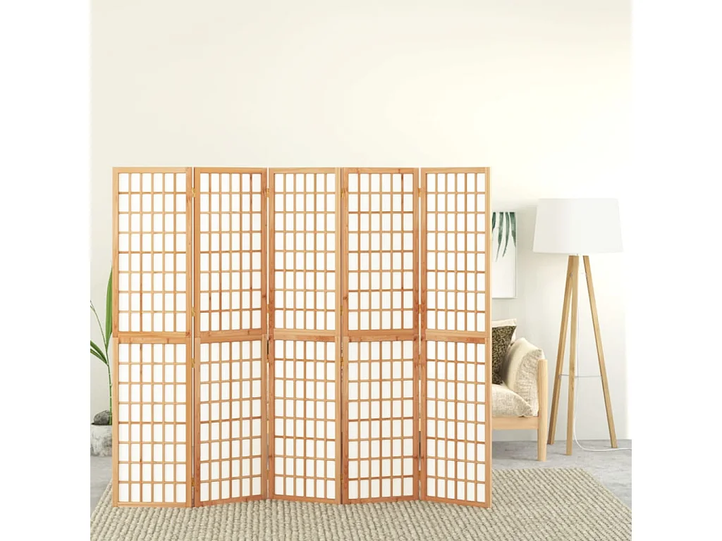 Biombo plegable con 5 paneles estilo japonés 200x170 cm ES979914