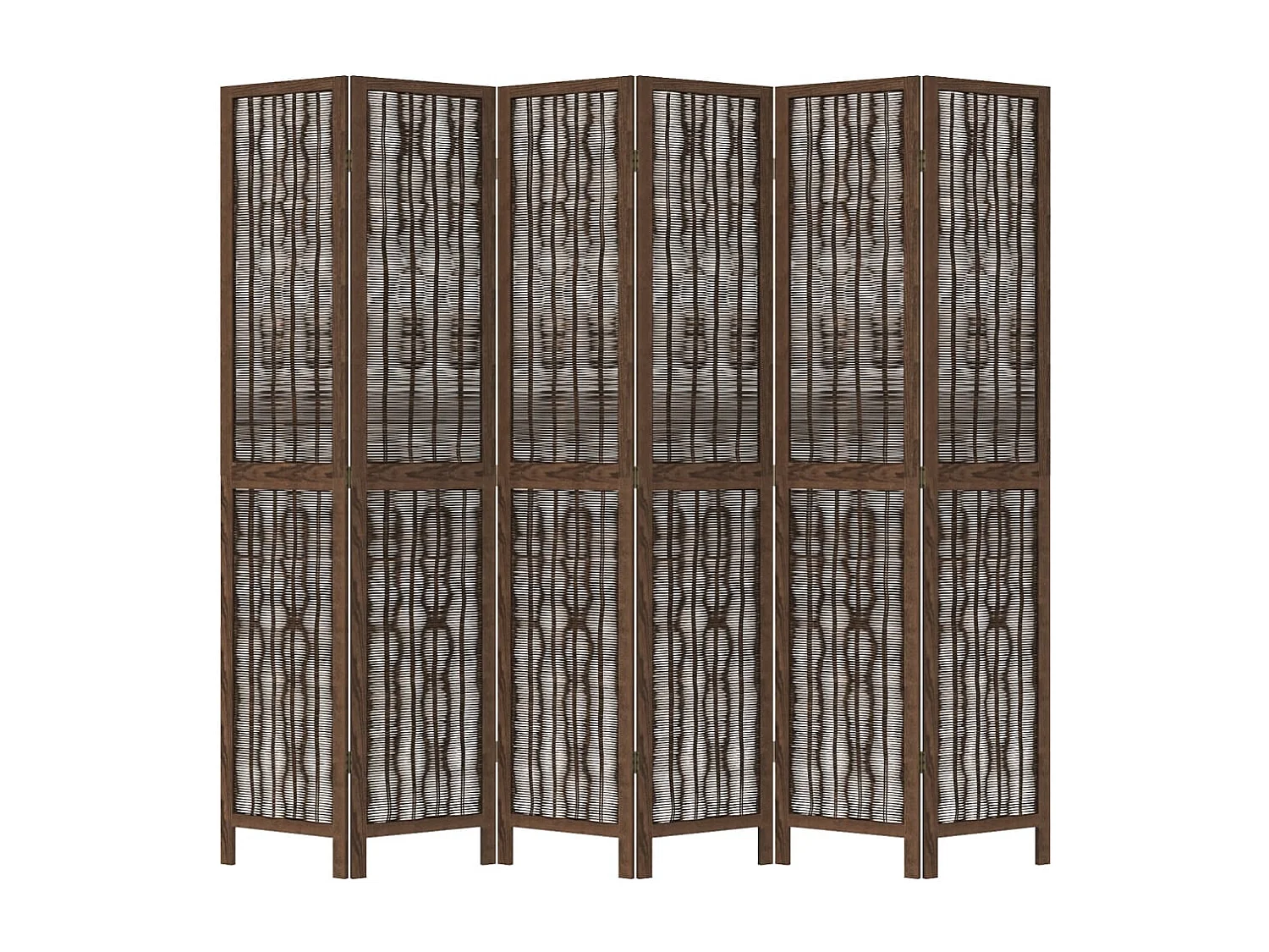 Kamerscherm met 6 panelen massief paulowniahout donkerbruin BE214036