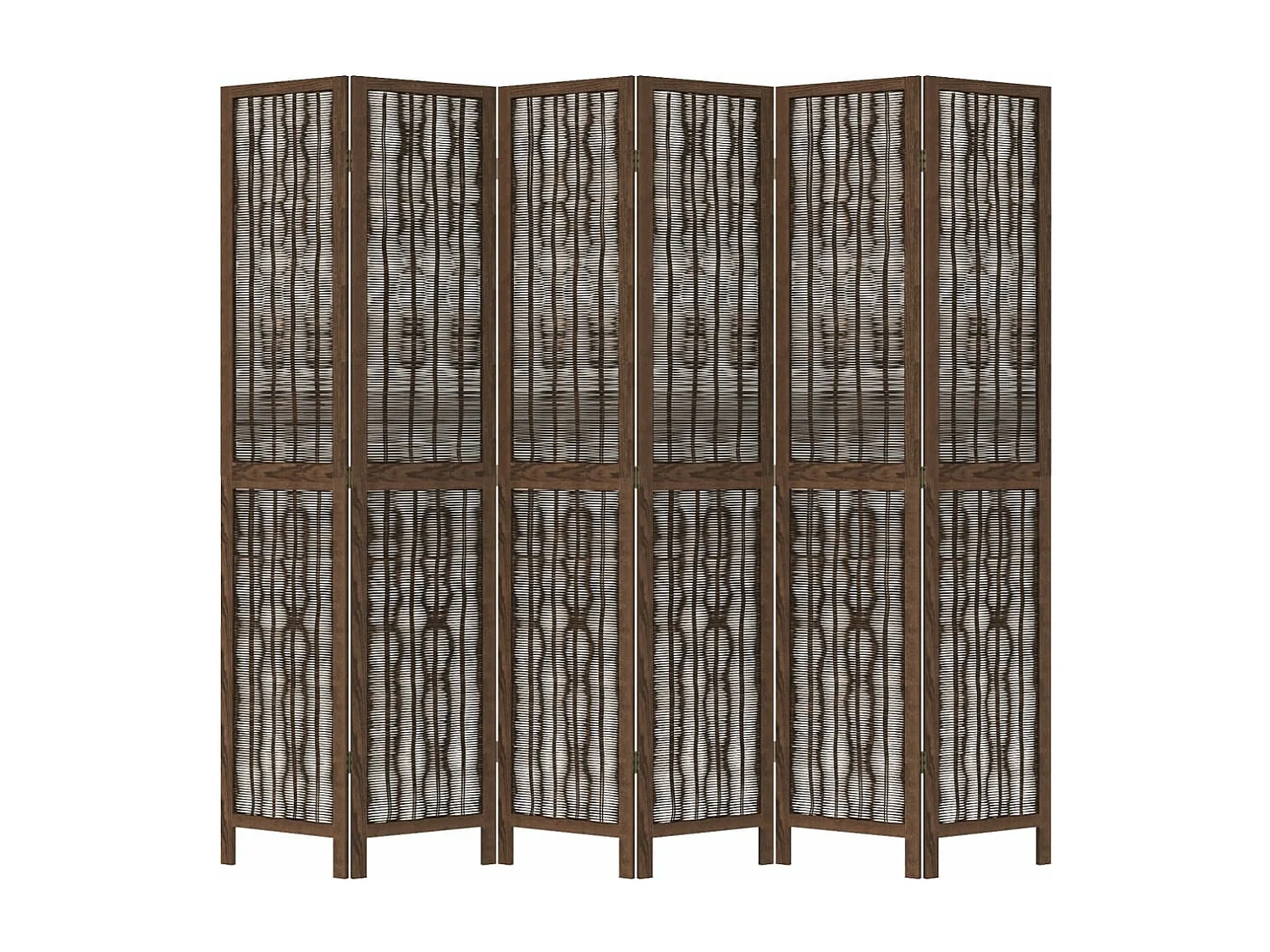 Kamerscherm met 6 panelen massief paulowniahout donkerbruin BE214036