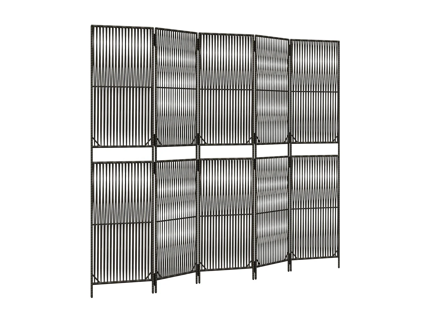 Biombo de 5 paneles ratán sintético gris ES833158