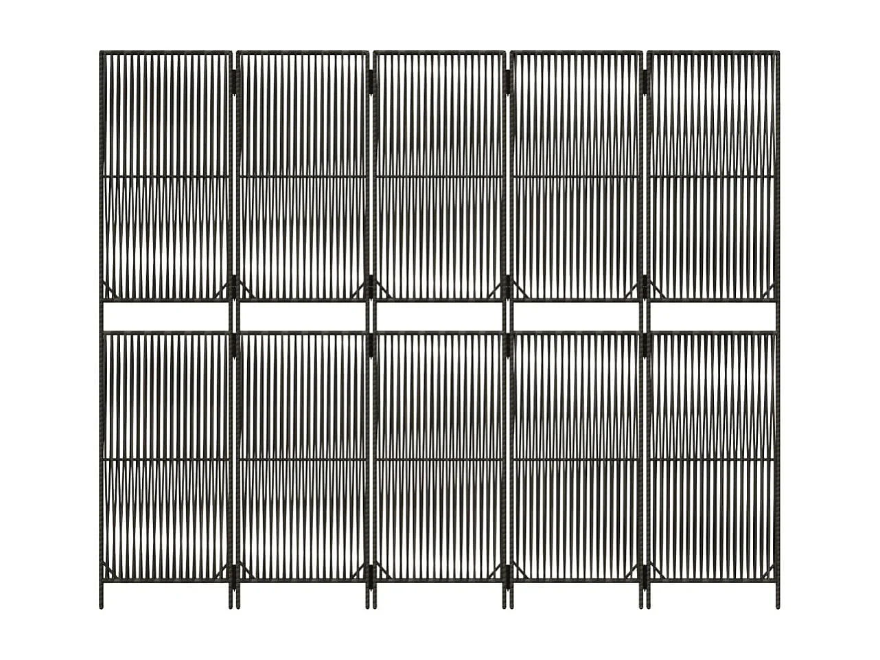 Biombo de 5 paneles ratán sintético gris ES833158