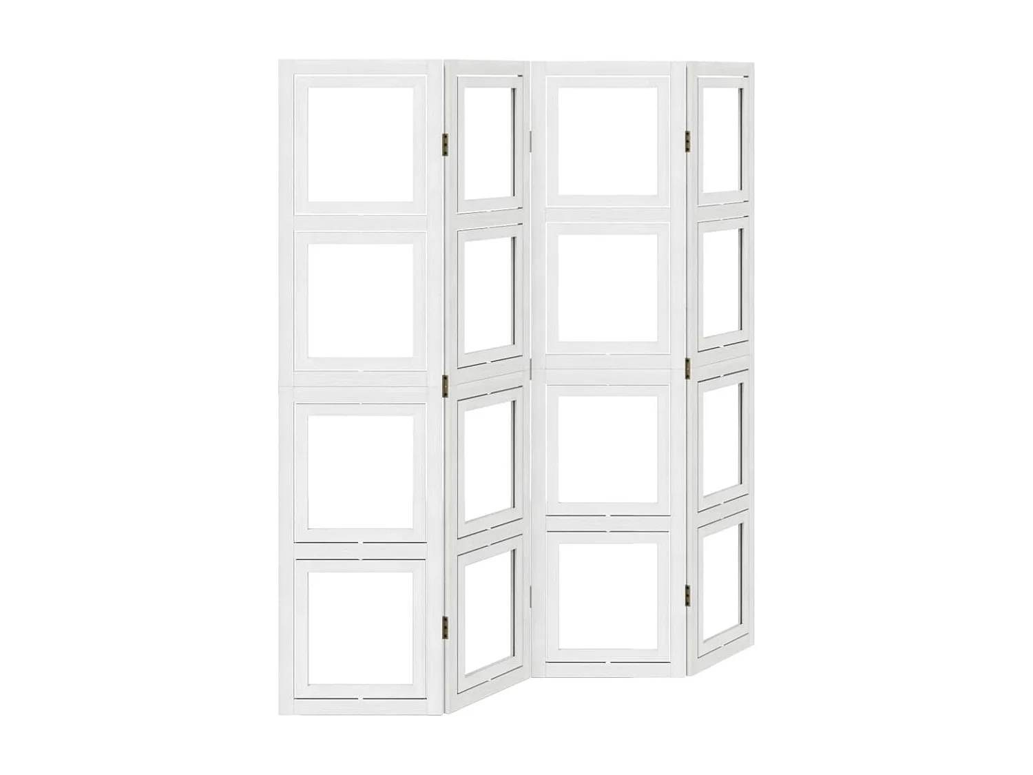 Biombo separador de 4 paneles madera maciza Paulownia blanco ES543327