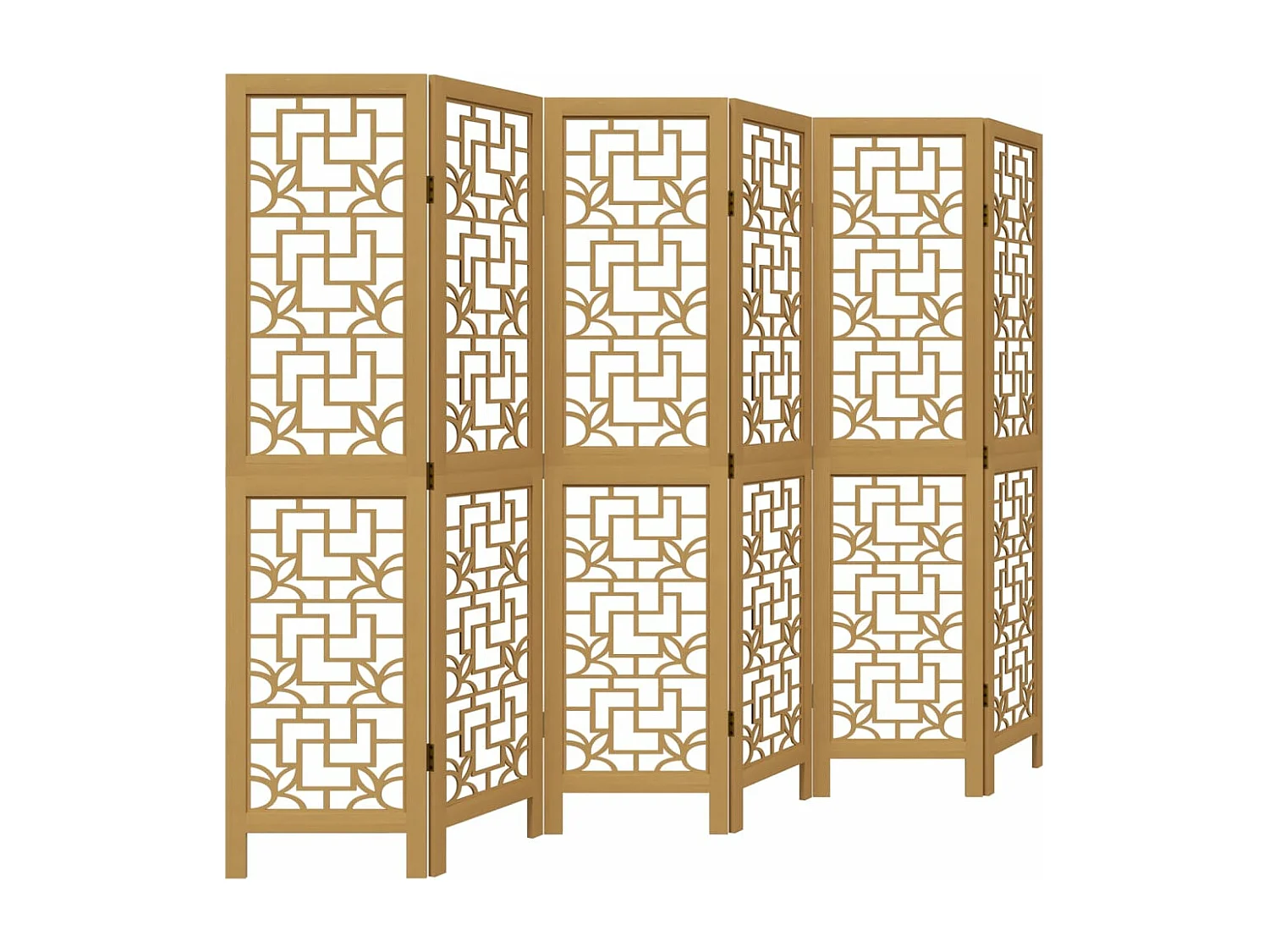 Paravent - Cloison de séparation 6 panneaux marron bois paulownia massif FR61892