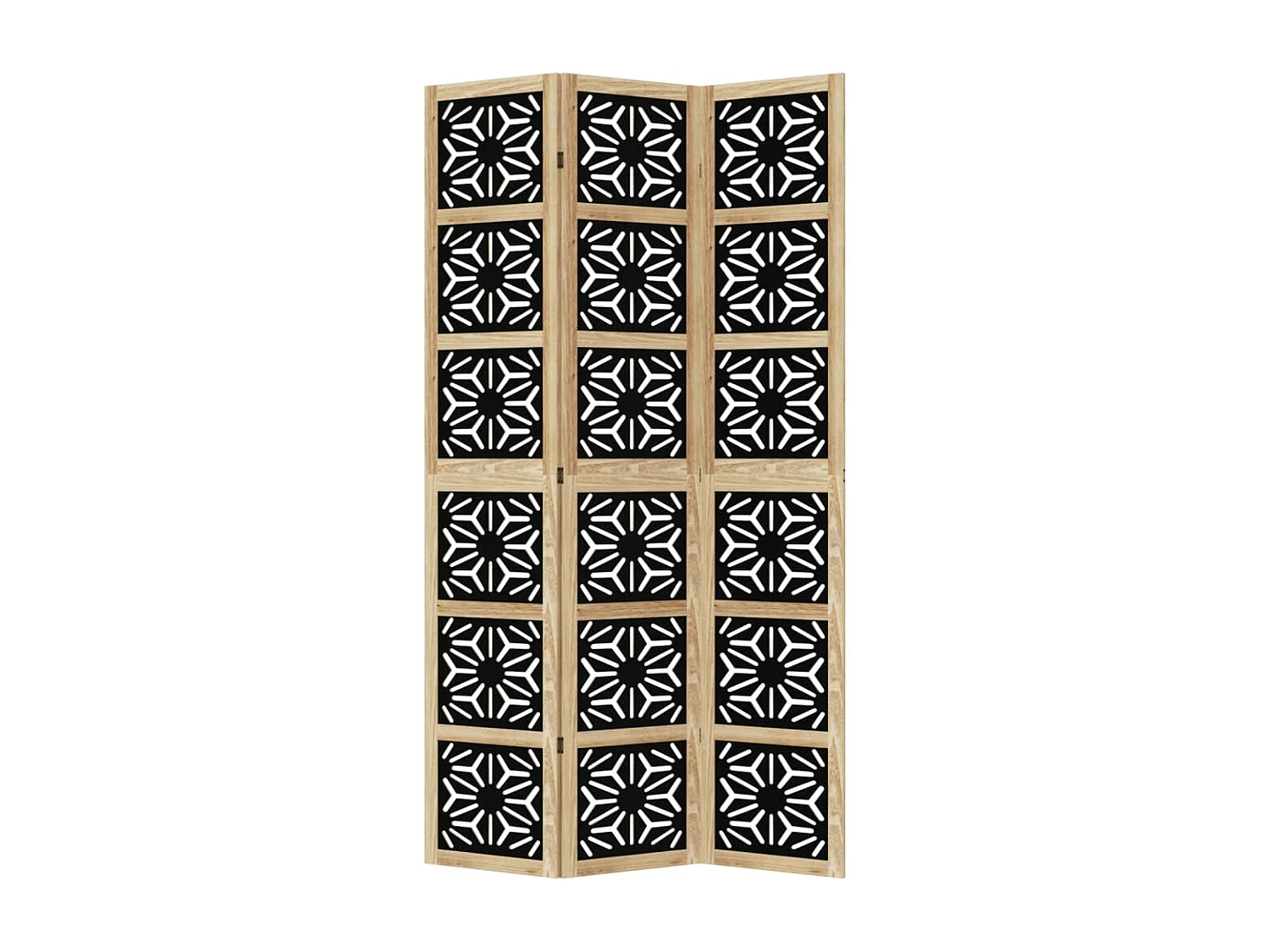 Kamerscherm met 3 panelen massief paulowniahout zwart BE229427