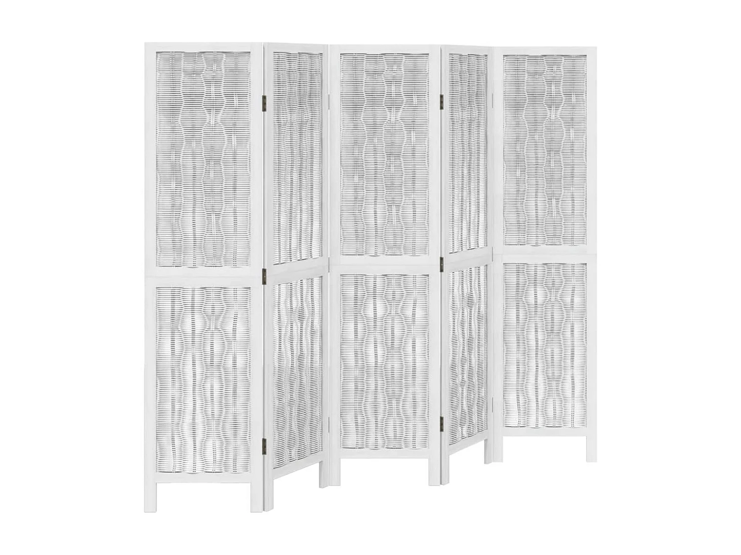 Biombo separador de 5 paneles madera maciza Paulownia blanco ES902363