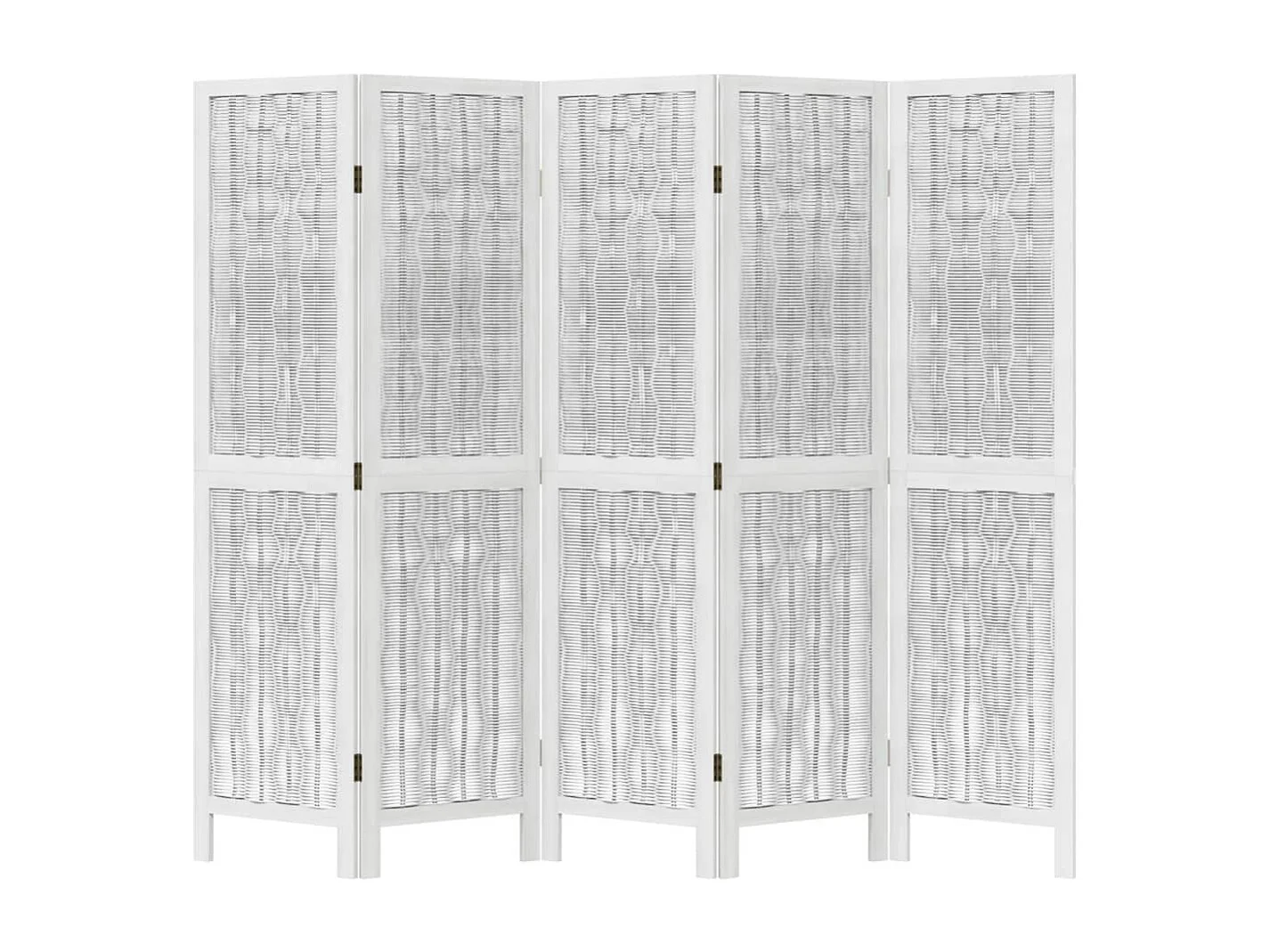Biombo separador de 5 paneles madera maciza Paulownia blanco ES902363