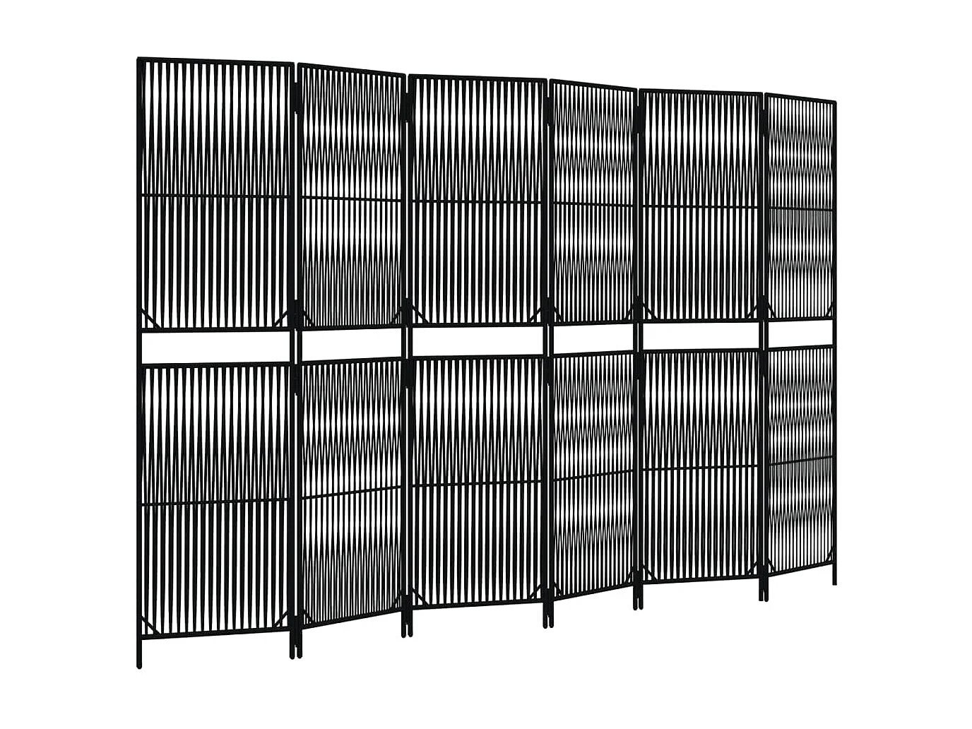 Biombo de 6 paneles ratán sintético negro ES820701