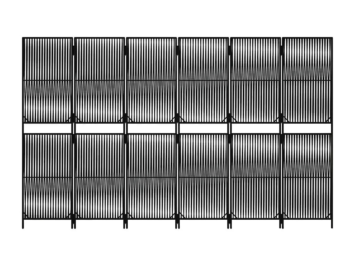 Biombo de 6 paneles ratán sintético negro ES820701