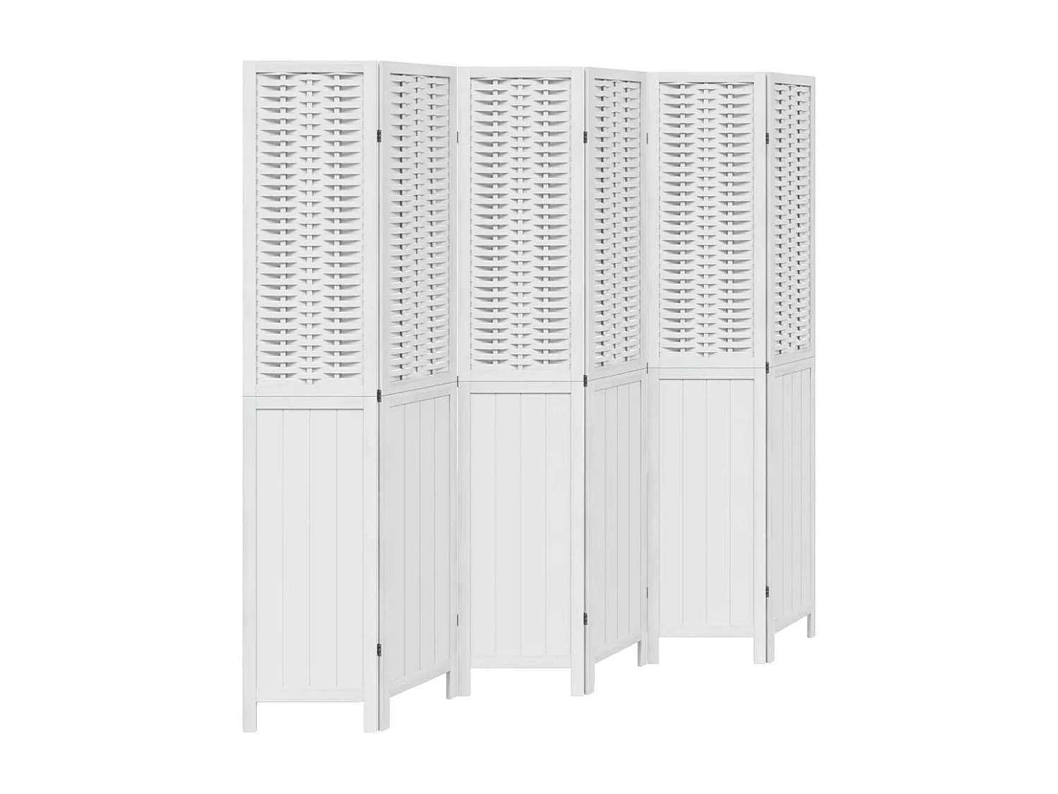 Biombo separador de 6 paneles madera maciza Paulownia blanco ES794544