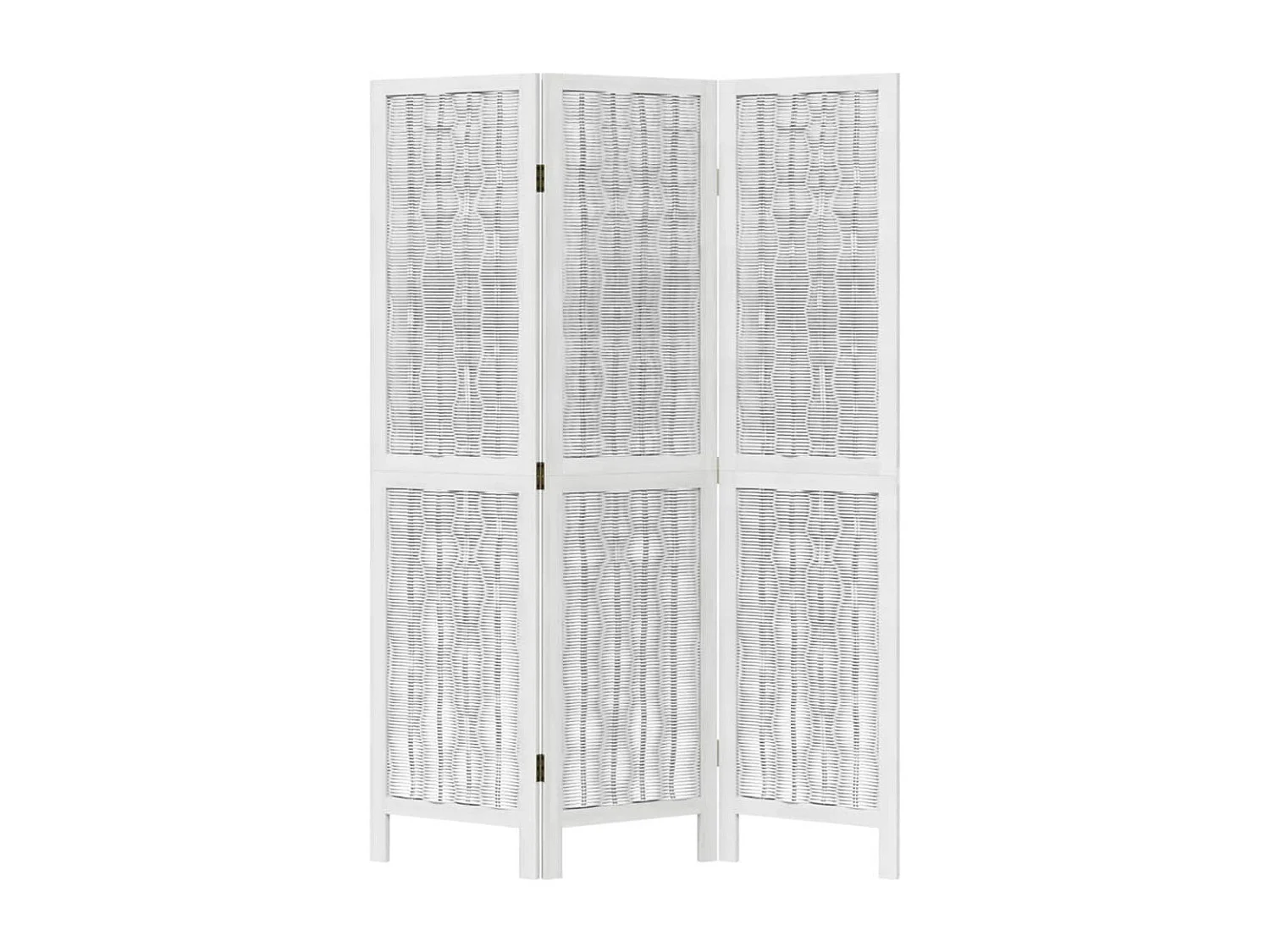 Biombo separador de 3 paneles madera maciza Paulownia blanco ES254701