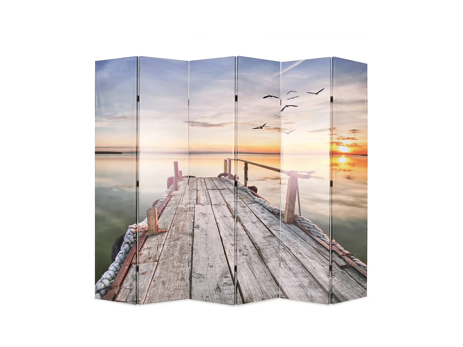 Paravent - Cloison de séparation pliable 228 x 170 cm Lac FR55885