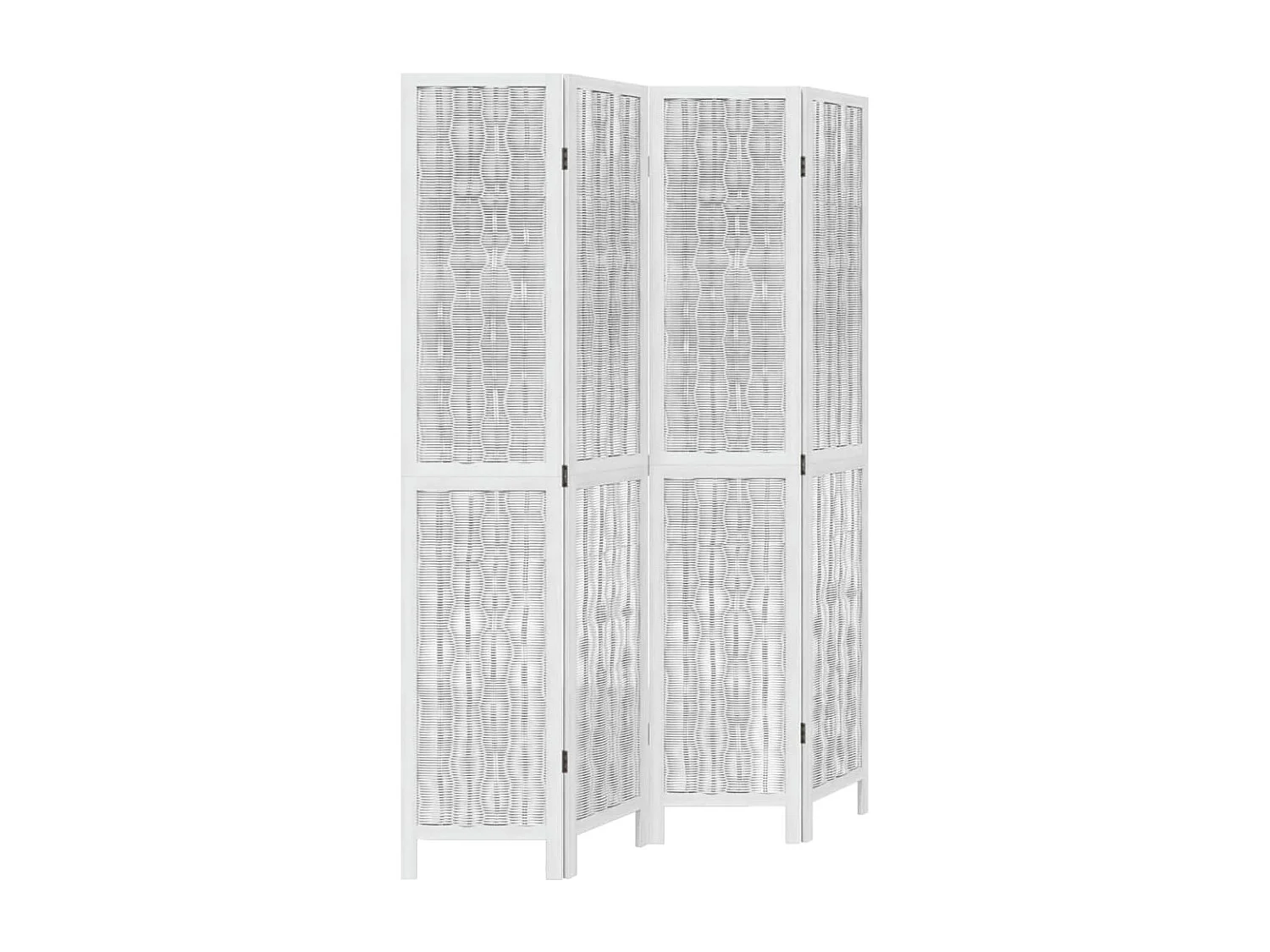 Biombo separador de 4 paneles madera maciza Paulownia blanco ES883206