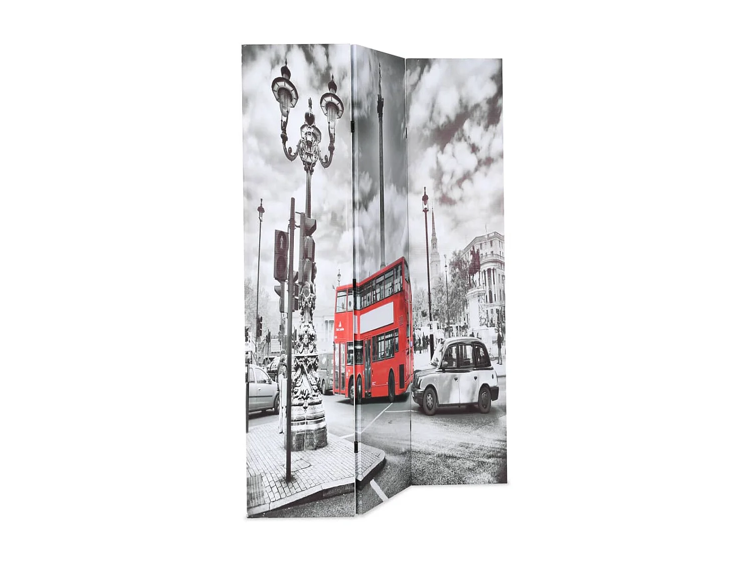 Biombo divisor plegable 120x170 cm bus Londres blanco y negro ES147217