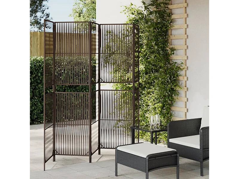 Biombo de 5 paneles ratán sintético marrón ES434772