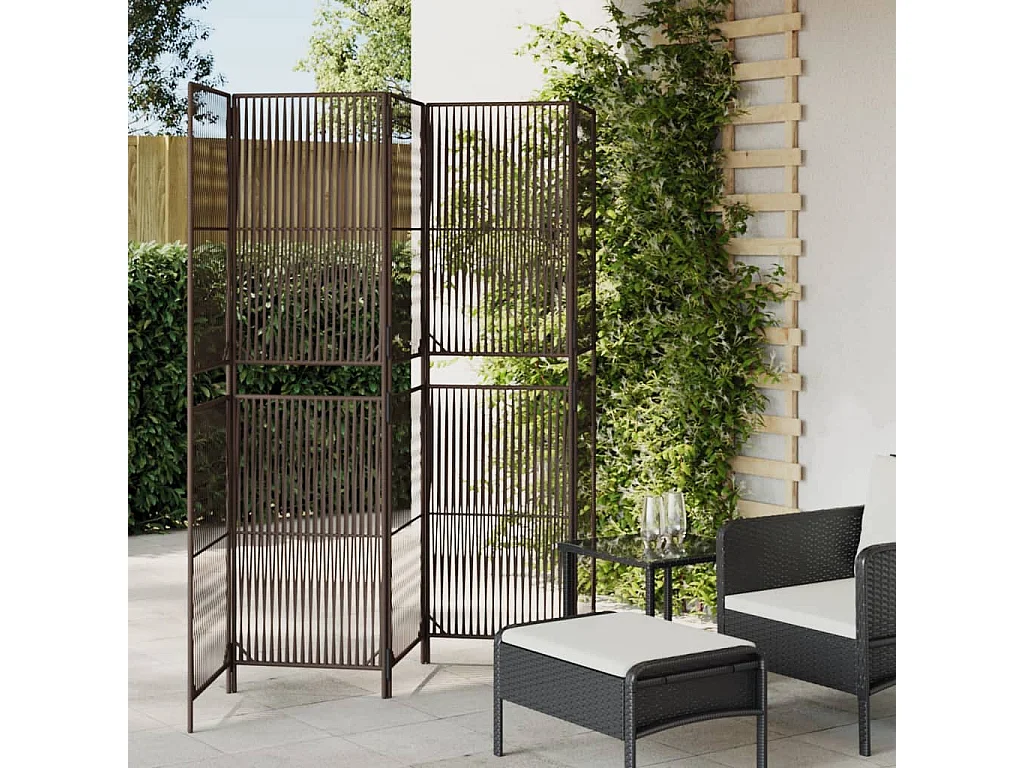 Paravent - Cloison de séparation 5 panneaux marron résine tressée FR71116