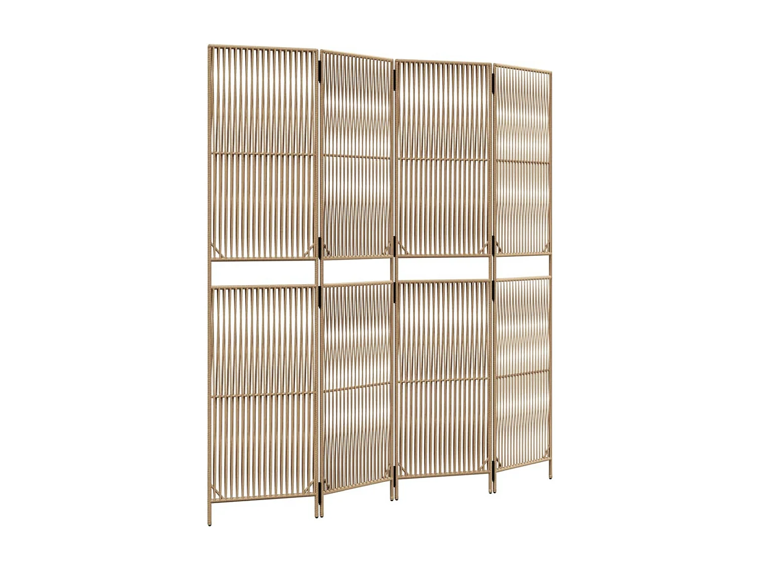 Biombo de 4 paneles ratán sintético beige ES964766
