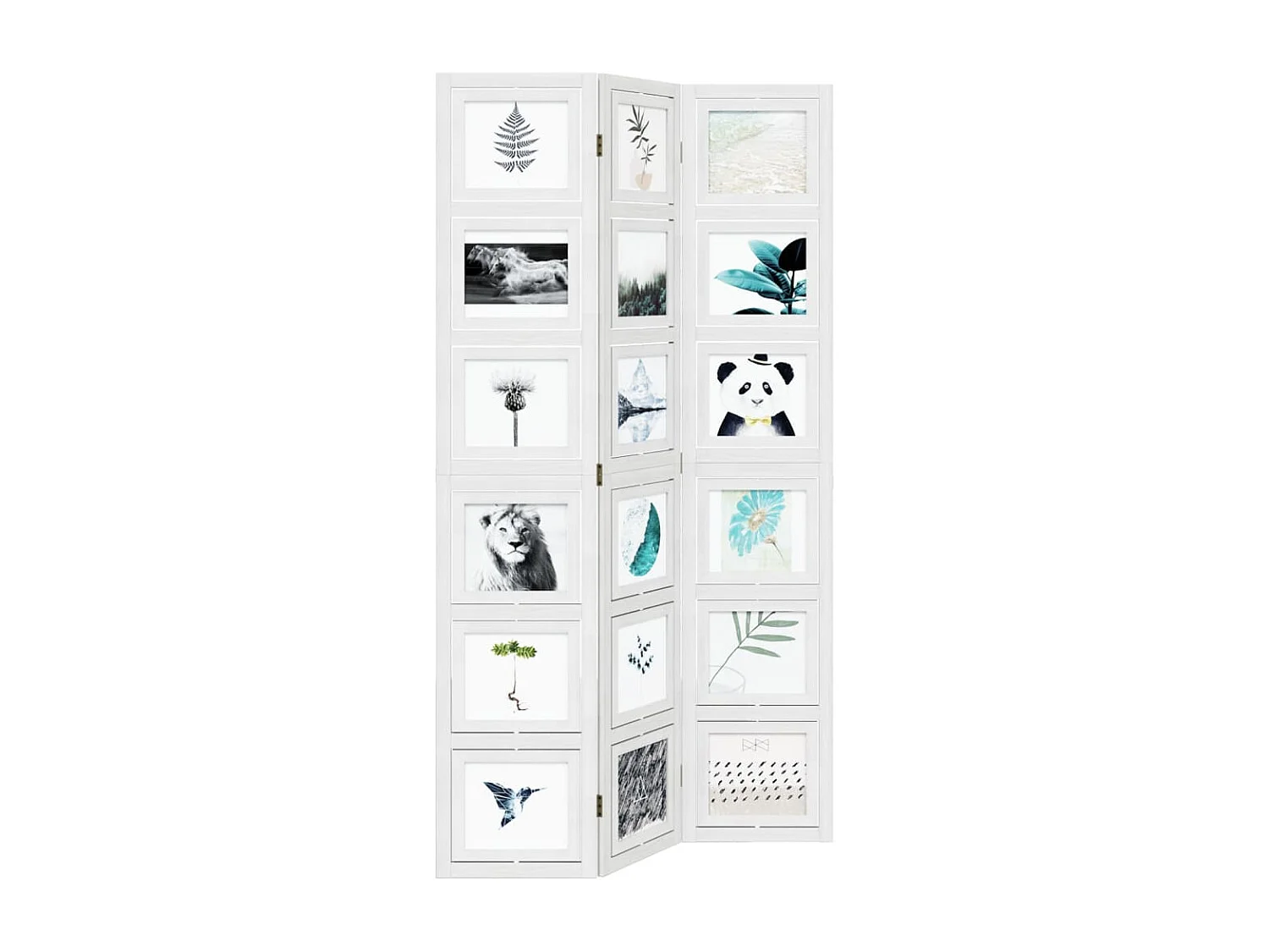 Biombo separador de 3 paneles madera maciza Paulownia blanco ES240559